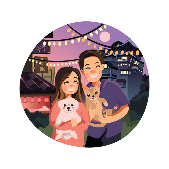 cute couple portrait art commission cute couple portrait art commission