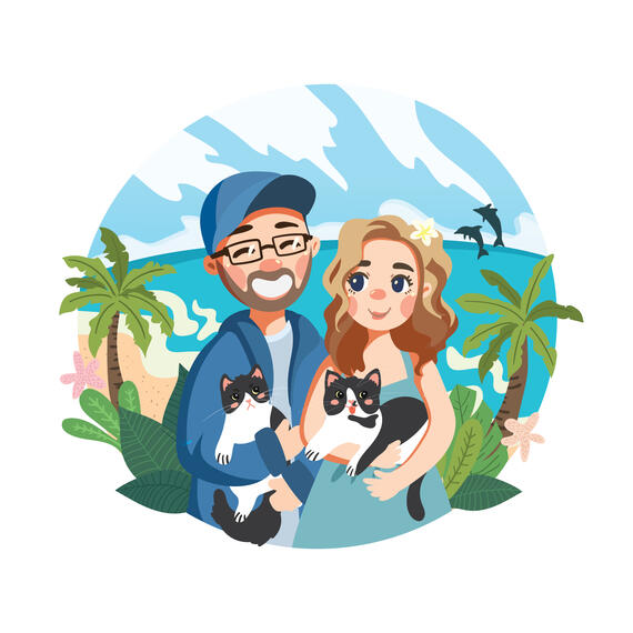 cute couple portrait art commission