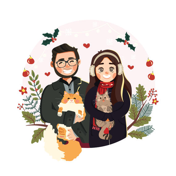 cute couple portrait art commission cute couple portrait art commission