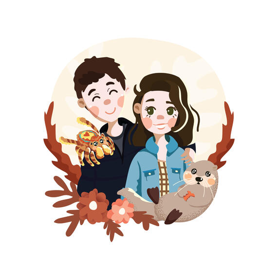 cute couple portrait art commission cute couple portrait art commission