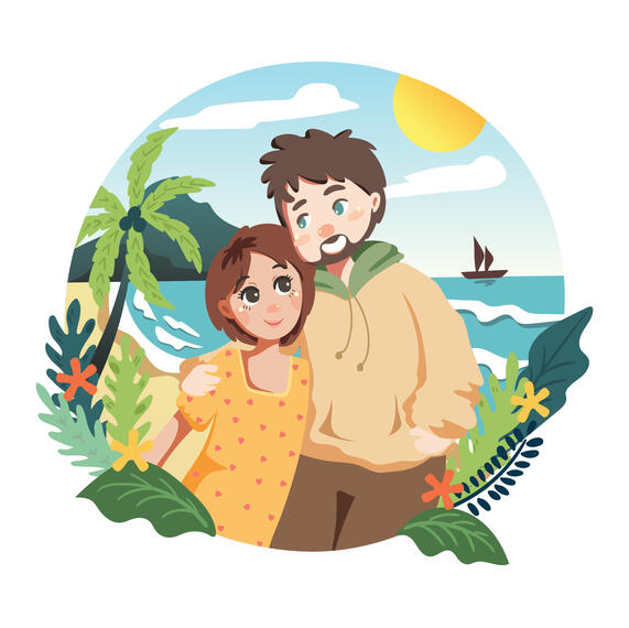 cute couple portrait art commission cute couple portrait art commission