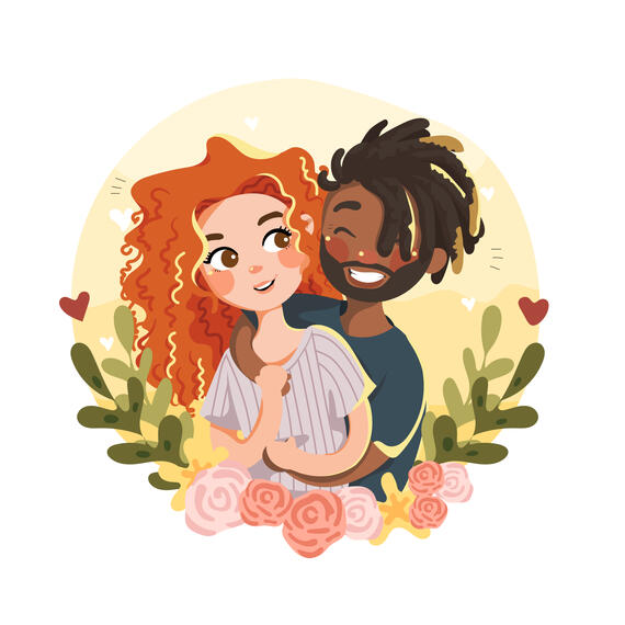 cute couple portrait art commission