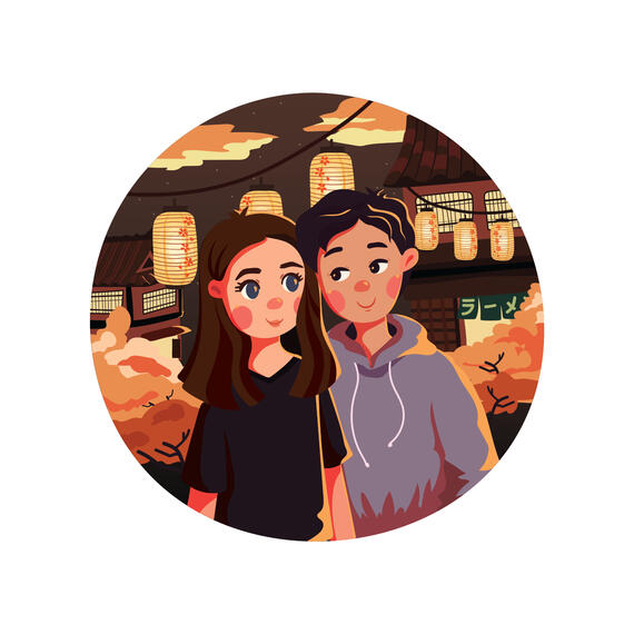 cute couple portrait art commission cute couple portrait art commission