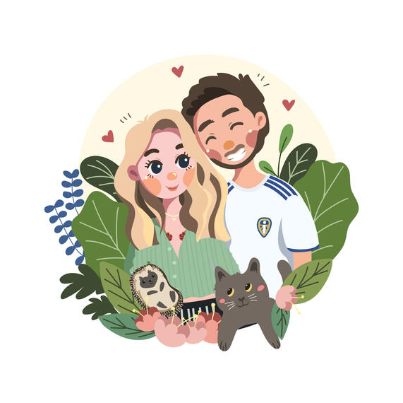 cute couple portrait art commission