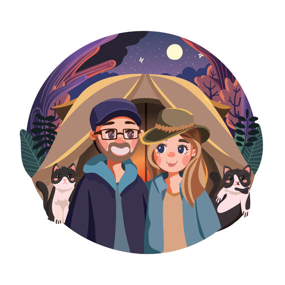 cute couple portrait art commission