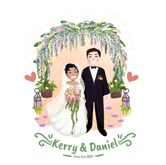 cute couple portrait art commission