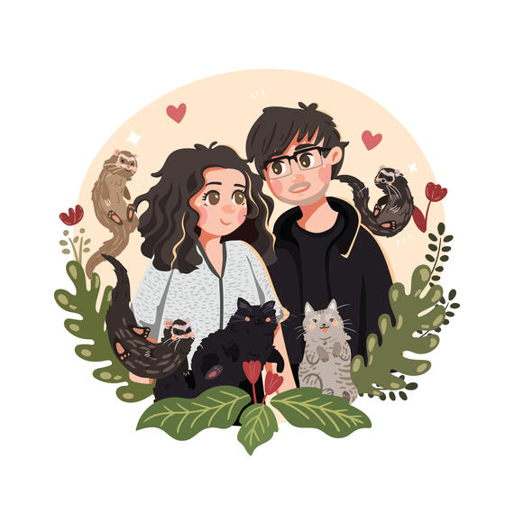 cute couple portrait art commission cute couple portrait art commission