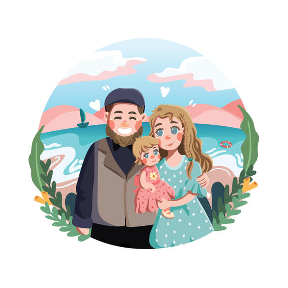cute couple portrait art commission