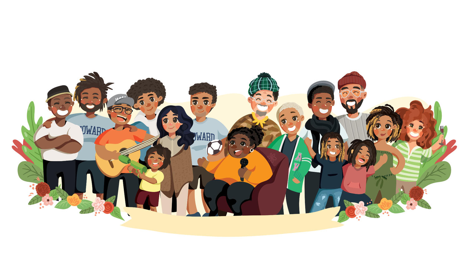 cute group family portrait art commission